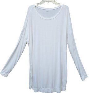 GAP Body Long Sleeve White Tunic Top Slit Sides Ribbon Hem Mini Dress Micro Mini